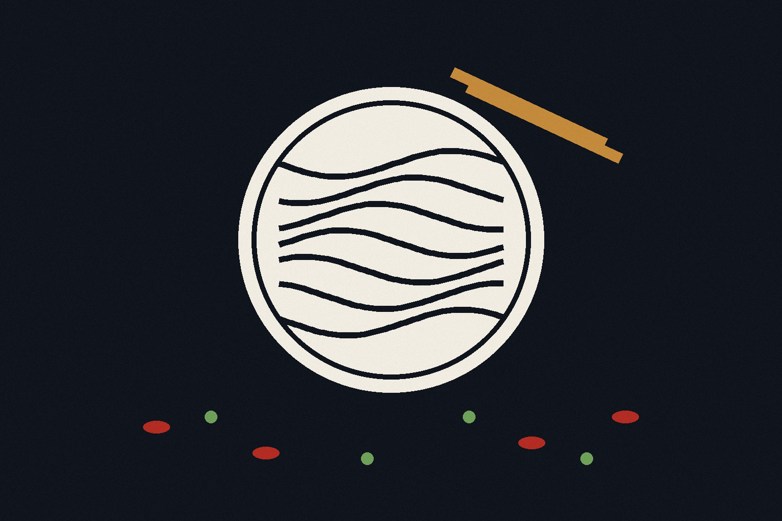 Illustrative midnight-blue artwork of a noodle bowl with chopsticks